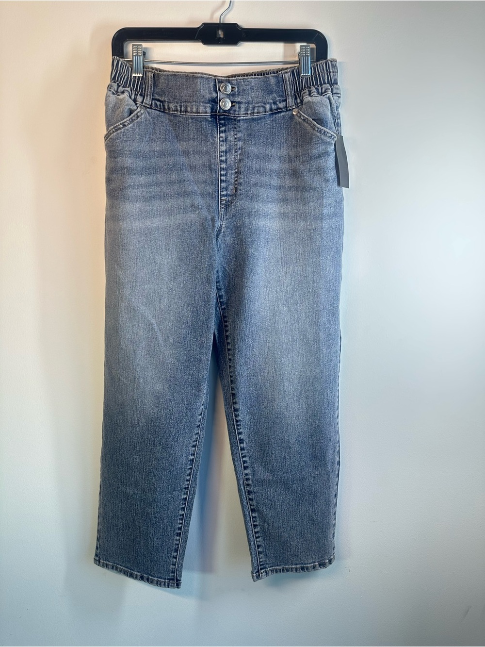 G by Giuliana The Straight Pull-On Crop Jeans Size 12 Light Wash High Rise Stret